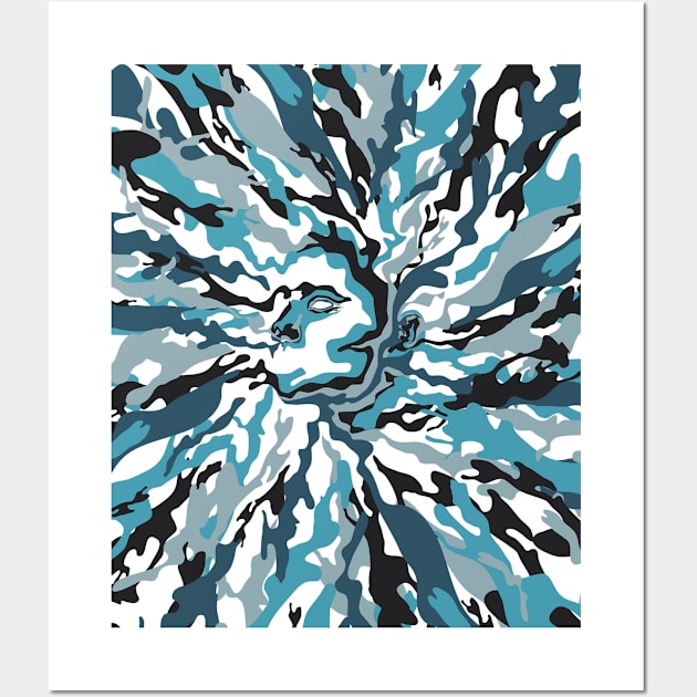 Hidden Faces - Blue Camouflage Wall Art by neodhlamini